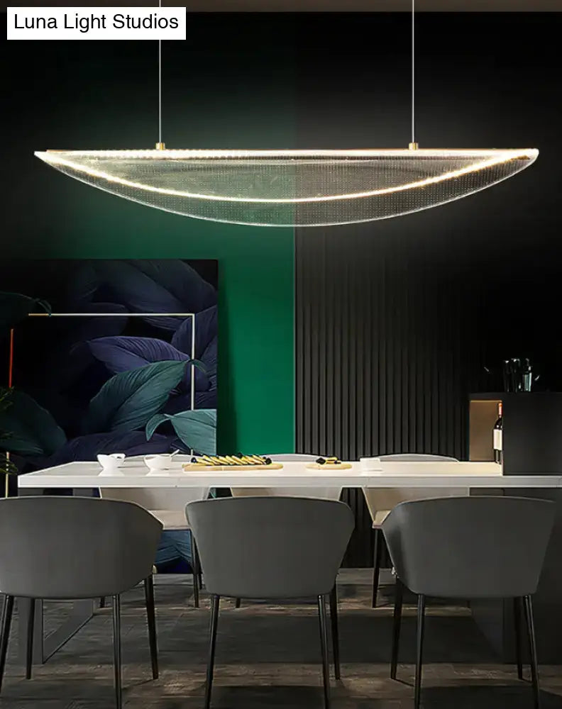 Modern leaf shaped acrylic led pendant light with translucent curved design for dining room illumination