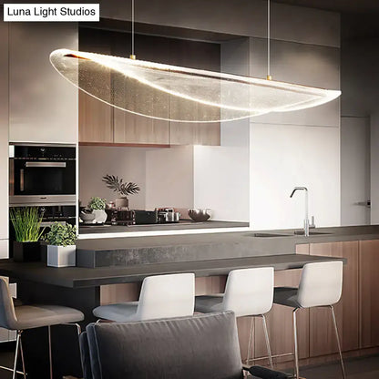 Modern leaf shaped acrylic led pendant light with translucent glass and warm glow for dining room lighting