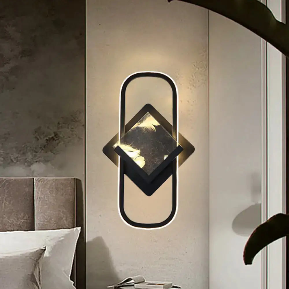 Modern led acrylic wall mount lamp black geometric bedroom sconce with sleek minimalist design and gold accents wall light