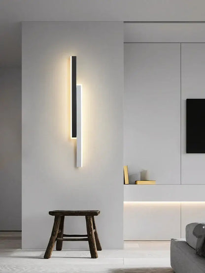 Modern led black wall lamp set with sleek black and white design emitting warm gold glow for living room decorbites led black
