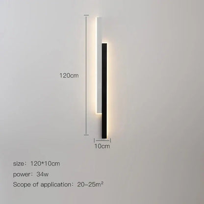 Modern led black wall lamp with sleek rectangular design and integrated warm led light strip for living room decorbites led black