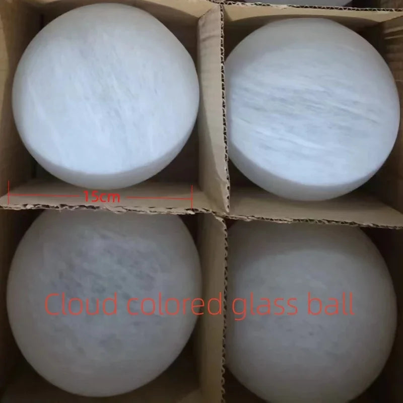 Modern led chandeliers featuring 15cm cloud-colored frosted glass balls with marbled veining for living room luxury lighting switch type e27