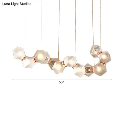 Decorbites™ modern led geometric pendant ceiling light with white glass and rose gold accents for dining room lighting