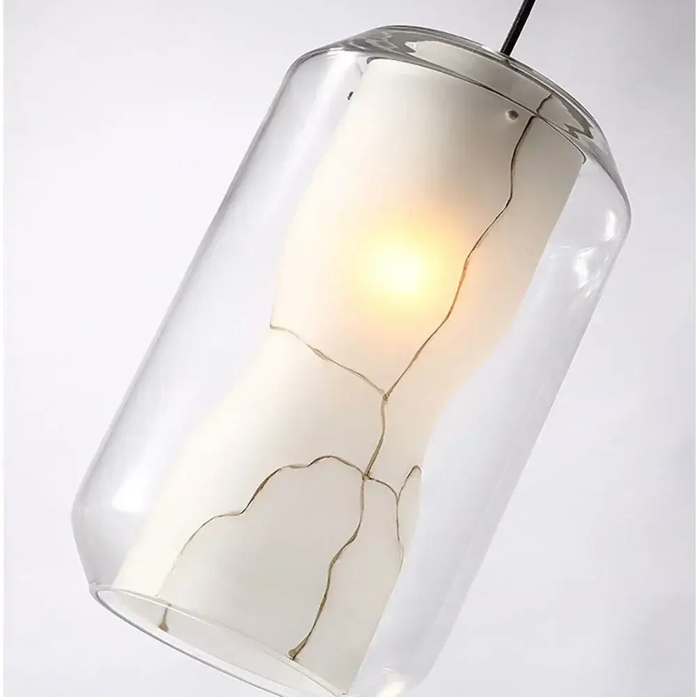 A modern led glass marble pendant light with clear glass casing and white crackled ceramic shade for dining room decorbites modern led pendant light