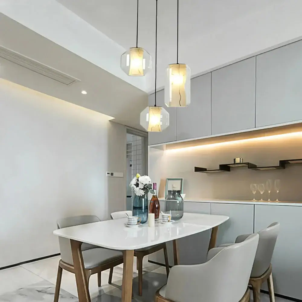 Three modern led glass marble pendant lights with frosted shades for dining room decorbites modern led pendant light