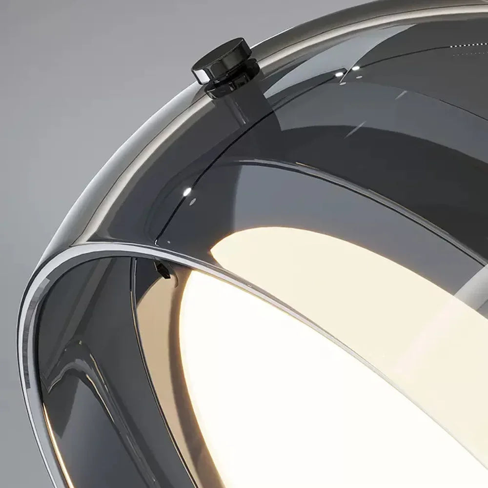 Chrome finished spherical glass pendant lights with modern design and warm light for living room bedroom and restaurant use