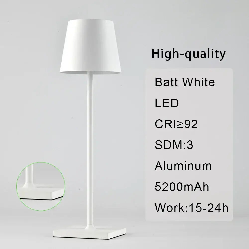 White led floor lamp with sleek aluminum stand and shade complements modern led mosaic table lamp for bedroom use
