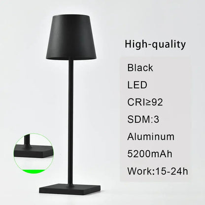 Black aluminum led mosaic table lamp with sleek modern design and matte finish for bedroom wireless charging
