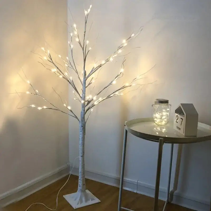 Modern led white birch tree table lamp with glowing branches for living room decorbites led white birch lighting