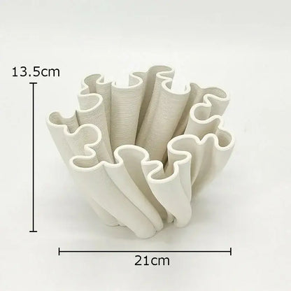 Modern light blue bud shape ceramic vase with white ruffled sculpted ceramic vase decorbites bud shape decor
