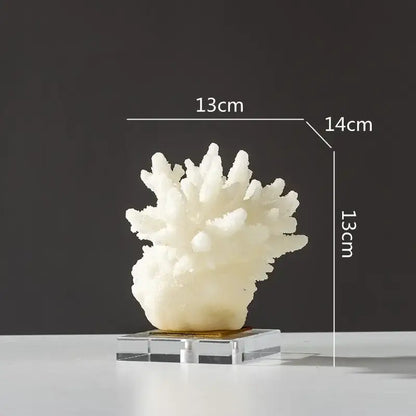 White coral resin sculpture on a clear acrylic base modern light blue coral resin sculpture for living room decor
