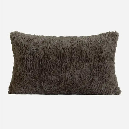 A plush dark gray cushion cover with a soft faux fur texture ideal for modern light grey coffee decorbites decor