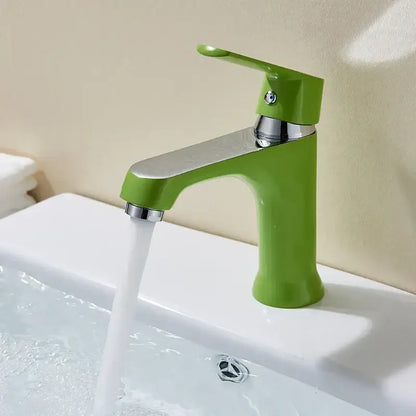 Modern lime green and chrome decorbites basin brass faucet with sleek curved spout for bathroom mixer tap use