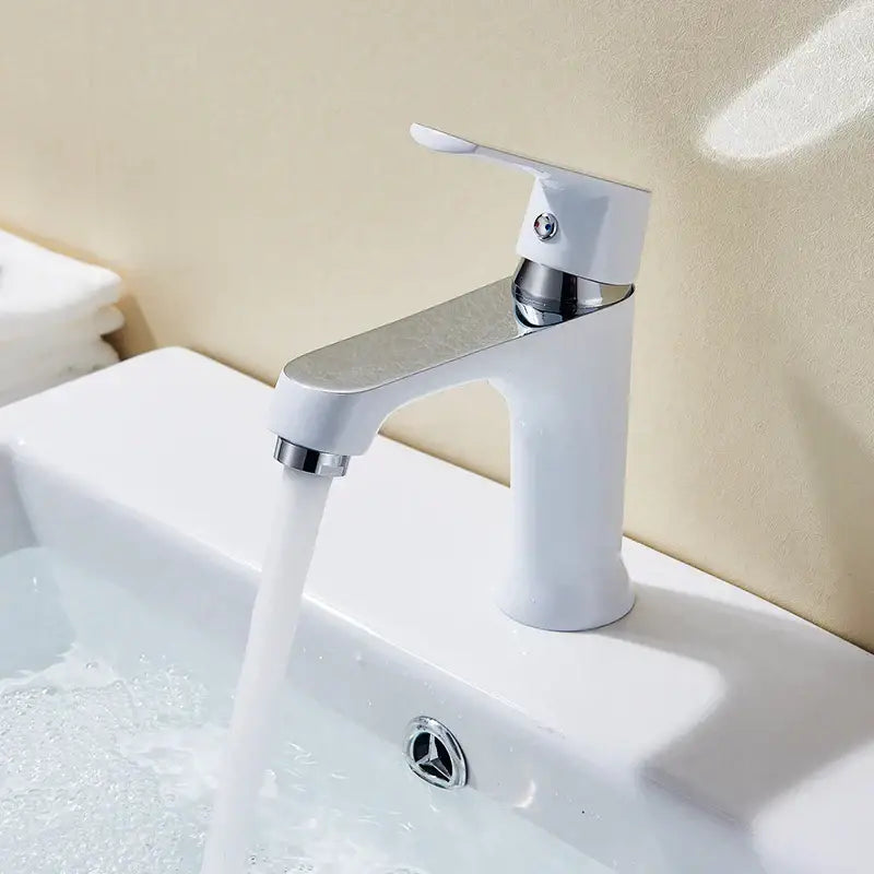 Modern lime green and chrome decorbites basin brass faucet with sleek chrome finish and minimalist design