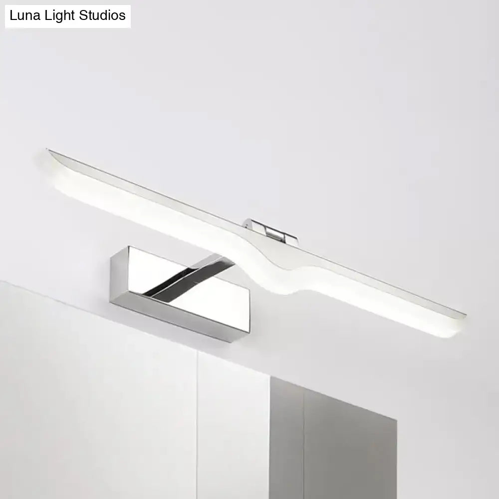 Modern linear acrylic wall sconce with nickel finish and white warm led light for bathroom use