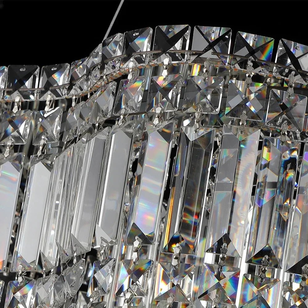Modern Linear Crystal Pendant Light In Brushed Stainless - Decorbites