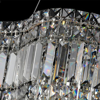 Modern Linear Crystal Pendant Light In Brushed Stainless - Decorbites