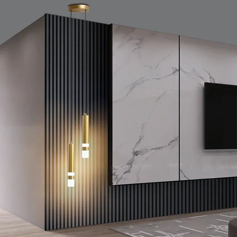 Modern Long Double Spotlight Pendant Light in Black/Gold - Decorbites