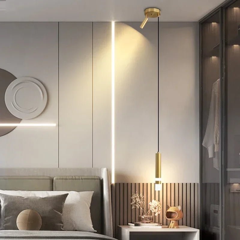 Modern Long Double Spotlight Pendant Light in Black/Gold - Decorbites
