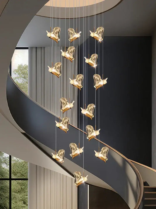 Modern luxury butterfly gold decorbites crystal chandelier features crystal butterfly-shaped pendant lights for living rooms