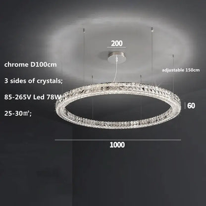Modern luxury chrome decorbites crystal led chandelier with circular design and sparkling crystals for dining room interiors