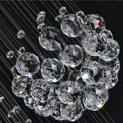 Modern luxury crystal ball led chandelier with clear faceted crystal spheres suspended by thin wires for living room decorbites crystal ball