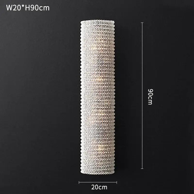 A tall slender crystal circle chandelier pendant light with clear faceted beads for modern luxury decorbites decor