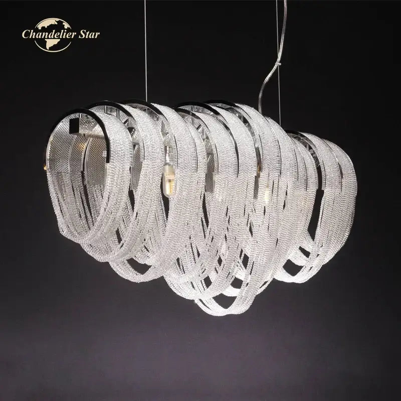 A modern luxury crystal circle led tassel chandelier with cascading clear crystal chains and black metal frames for living room decorbites crystal circle