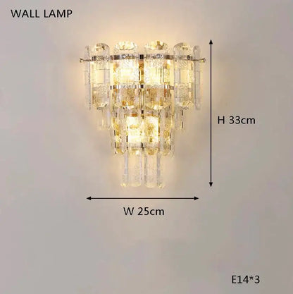 Modern luxury crystal led ceiling lamp with tiered clear glass and gold-toned metal frame decorbites crystal led chandelier