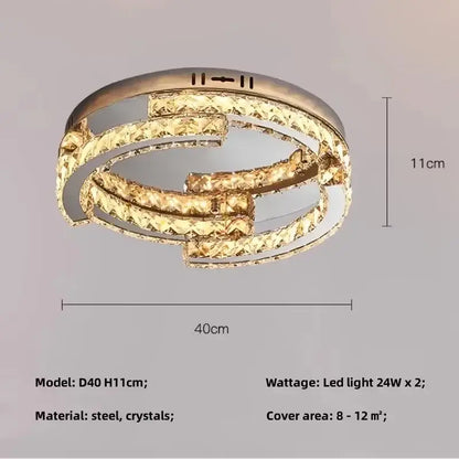 Modern luxury gold-toned decorbites crystal led chandelier with interlocking circles and steel framing for foyer pendant light