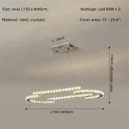 Modern luxury crystal led chandelier with sleek steel frame and sparkling accents, ideal as a decorbites crystal led pendant