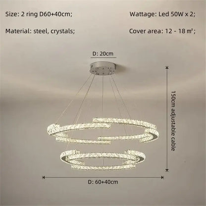 Modern luxury crystal led chandelier with sleek steel frame and sparkling decorbites crystal led accents for foyer pendant light