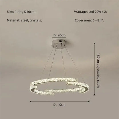 Modern luxury crystal led chandelier with a sleek steel frame and sparkling accents for foyer pendant lighting decorbites crystal led