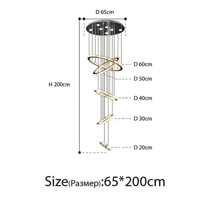 A modern luxury crystal rings chandelier with gold-toned decorbites crystal rings and embedded led lights