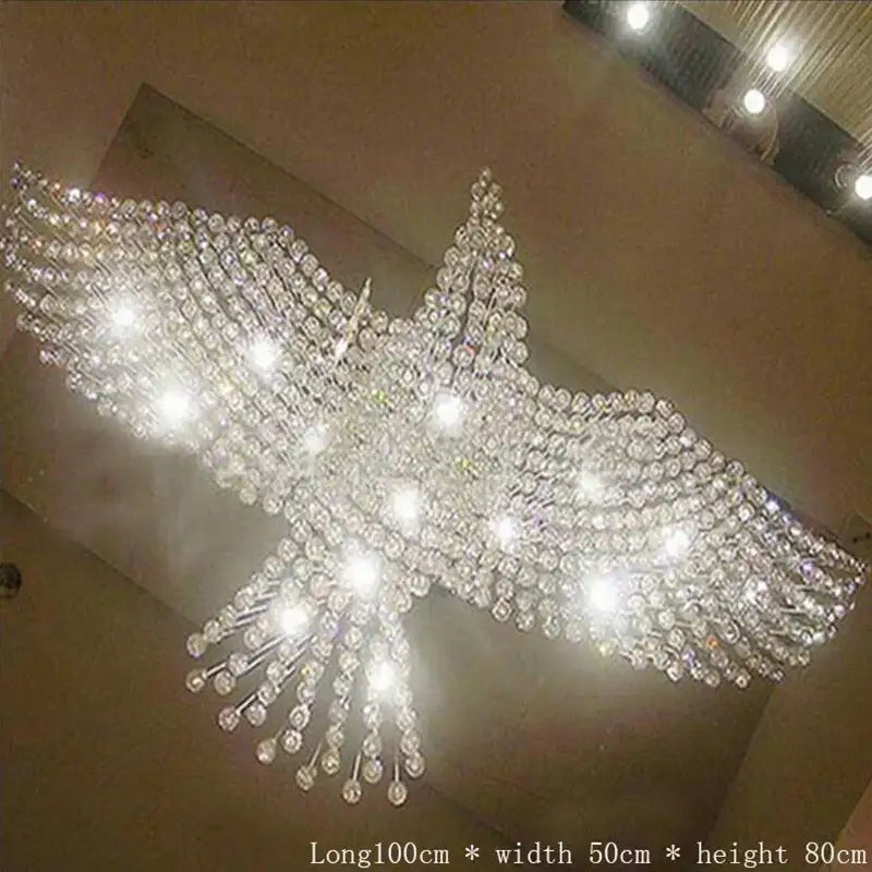 Modern luxury eagles crystal chandelier shaped like a bird with clear sparkling rhinestones for living room lighting