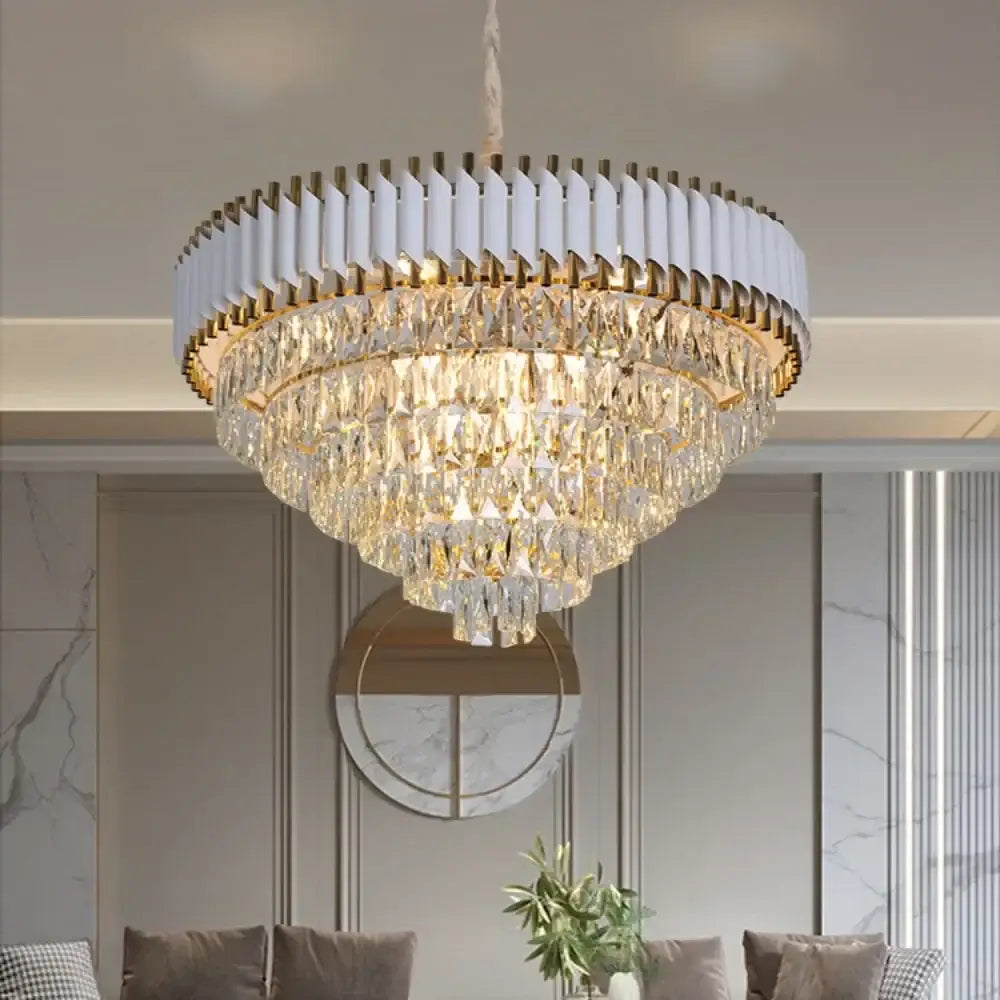 Modern luxury gold and white crystal chandelier with cascading clear crystals for elegant living room decorbites black crystal