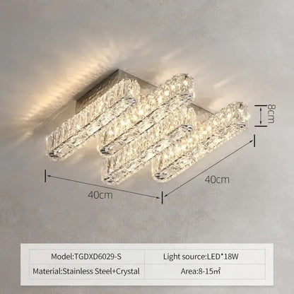 Modern luxury rectangular crystal ceiling chandelier with faceted bars and stainless steel base for decorbites crystal ceiling light