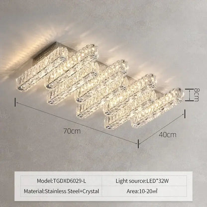 Modern luxury rectangular crystal ceiling chandelier with sleek stainless steel frame and cascading clear crystals decorbites crystal ceiling