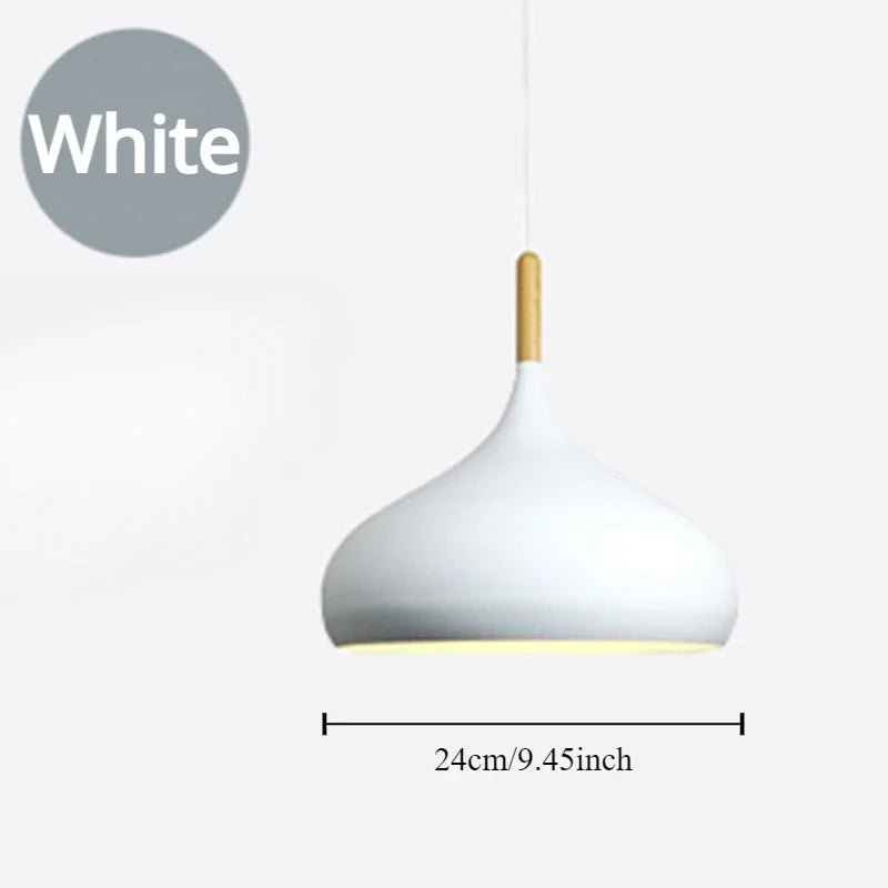 Modern Macaron Aluminum Pendant Light With Wood Accent - Decorbites