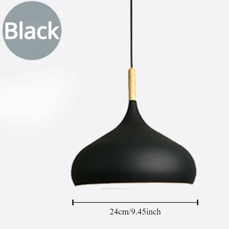 Modern Macaron Aluminum Pendant Light With Wood Accent - Decorbites