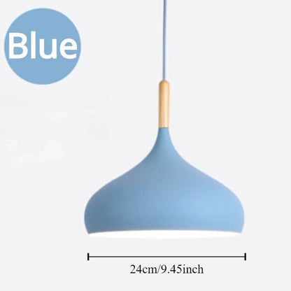 Modern Macaron Aluminum Pendant Light With Wood Accent - Decorbites