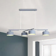 DecorBites™ modern gray metal pendant light with three cylindrical shades and adjustable chain cord length for dining table