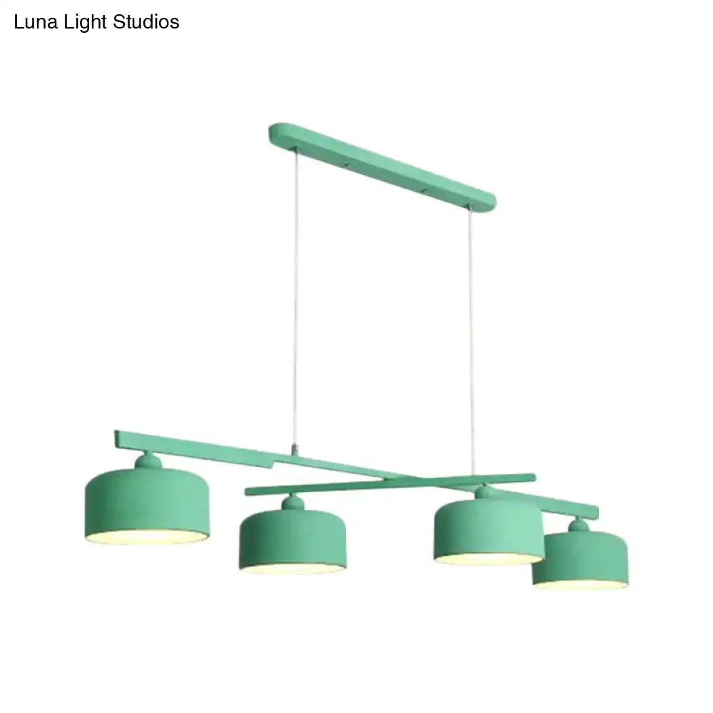 DecorBites™ modern mint green metal pendant light with four shades and adjustable chain cord length for dining table