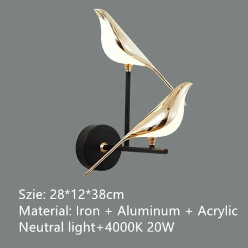 Modern Magpie Bird Pendant Light in Iron Finish
