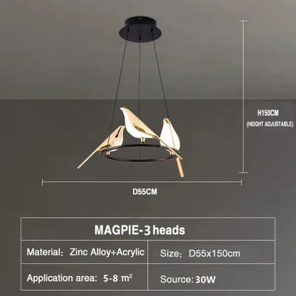 Modern Magpie Bird Pendant Light in Iron Finish - Decorbites