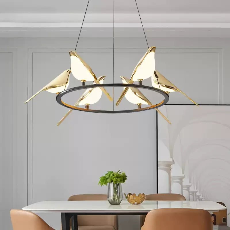 Modern Magpie Bird Pendant Light in Iron Finish - Decorbites