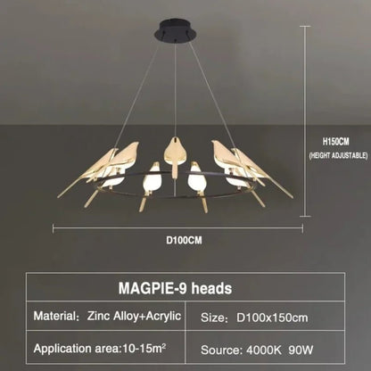 Modern Magpie Bird Pendant Light in Iron Finish - Decorbites