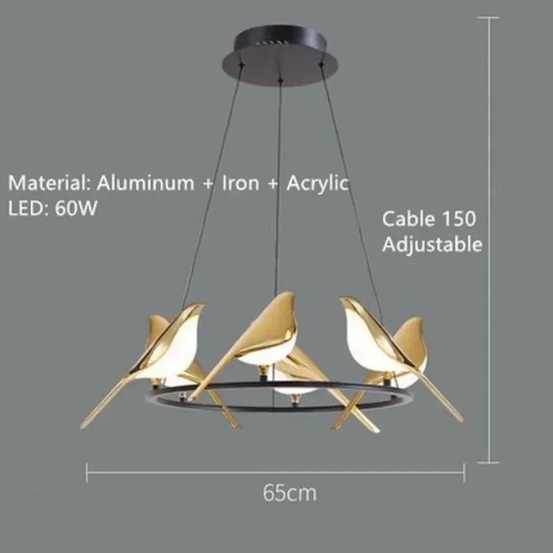 Modern Magpie Bird Pendant Light in Iron Finish - Decorbites