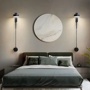 Modern marble and black rotation led wall lamp featuring circular marble decorbites black rotation wall art and sleek sconces