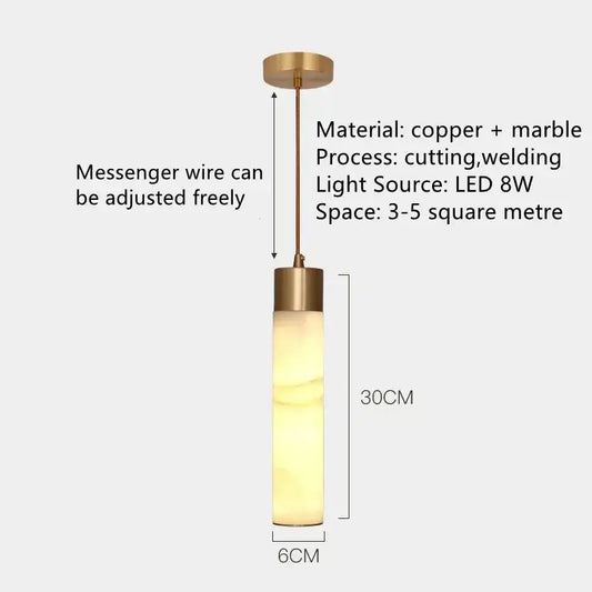 A sleek 30cm tall modern marble and copper led pendant light with warm glow for bedroom decorbites copper led pendant